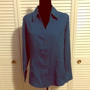Cato deep sea blue button up blouse